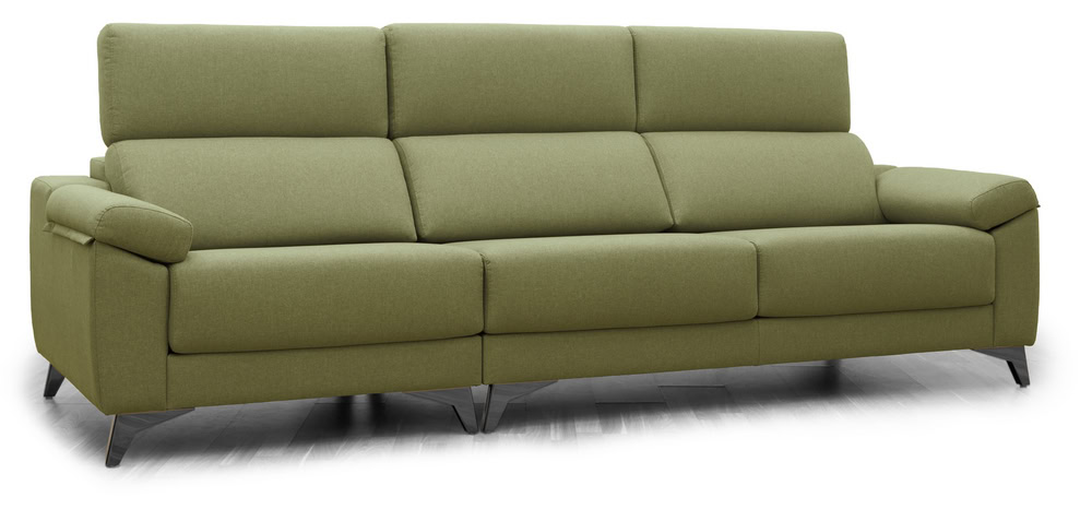 Amelia Sofá 3 asientos deslizantes - Pistacho - Patas Negras